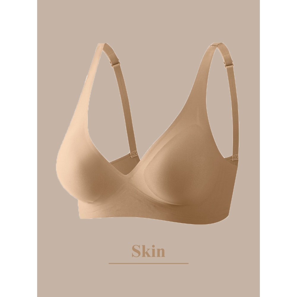 Seamless Deep V Push Up Bra for Women – Wireless Padded Bralette with Beauty Back Support