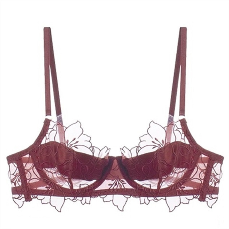 Romantic Lace Sheer Push Up Bra for Women – Elegant Unlined Lingerie with Bow Detail