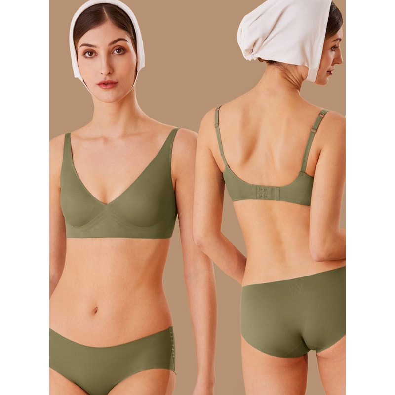 ComfortLift Seamless Wireless Push Up Bra For Women Deep V Padded Bralette 3