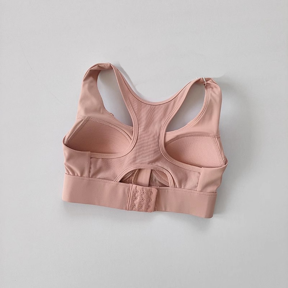 PowerZip High Impact Sports Bra for Women – Front Zipper Running, Yoga & Gym Support
