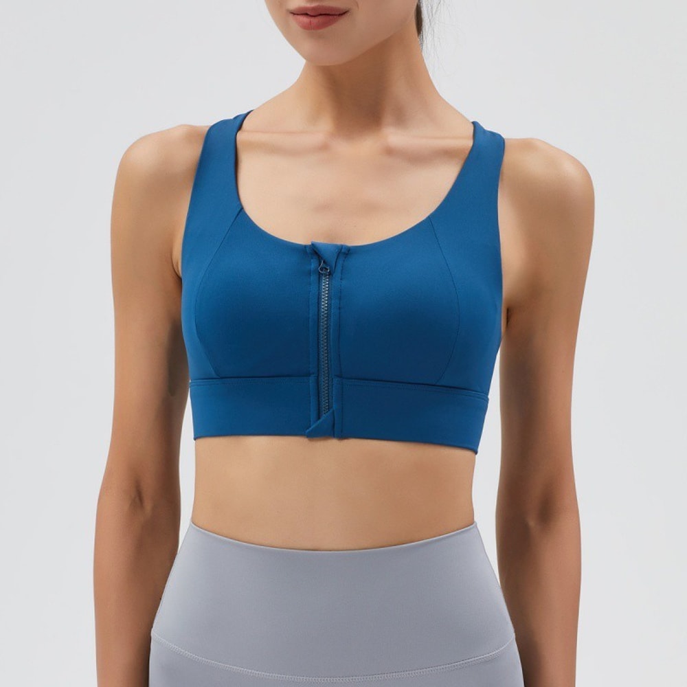 PowerZip High Impact Sports Bra for Women – Front Zipper Running, Yoga & Gym Support