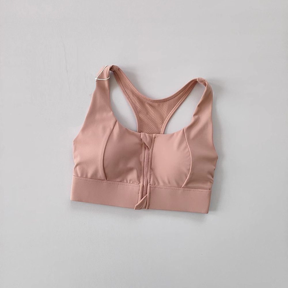 PowerZip High Impact Sports Bra for Women – Front Zipper Running, Yoga & Gym Support
