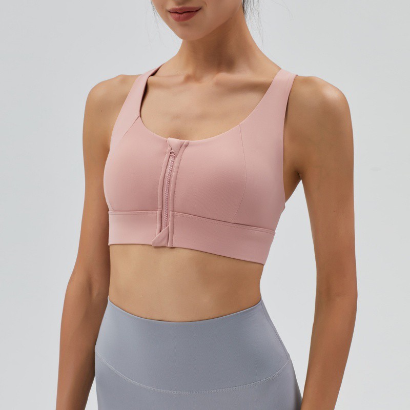 PowerZip High Impact Sports Bra for Women – Front Zipper Running, Yoga & Gym Support