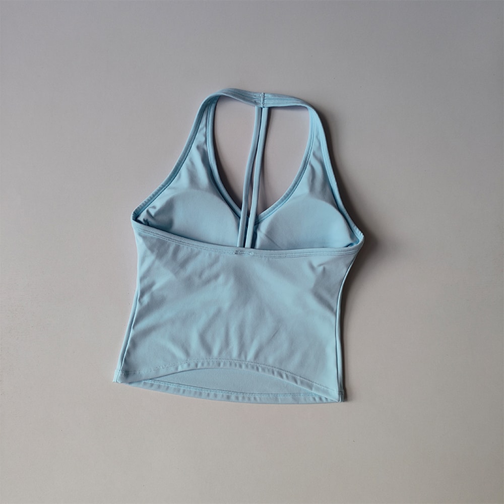 Womens Halter V Neck Sport Bra – Beautiful Back Yoga & Running Fitness Top