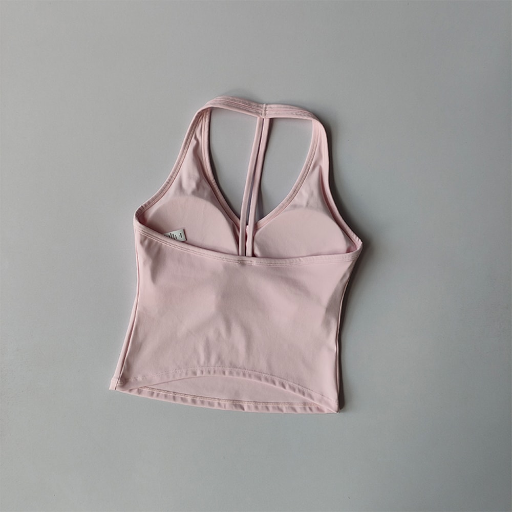 Womens Halter V Neck Sport Bra – Beautiful Back Yoga & Running Fitness Top