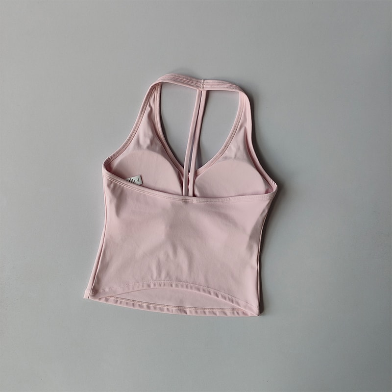 Womens Halter V Neck Sport Bra – Beautiful Back Yoga & Running Fitness Top