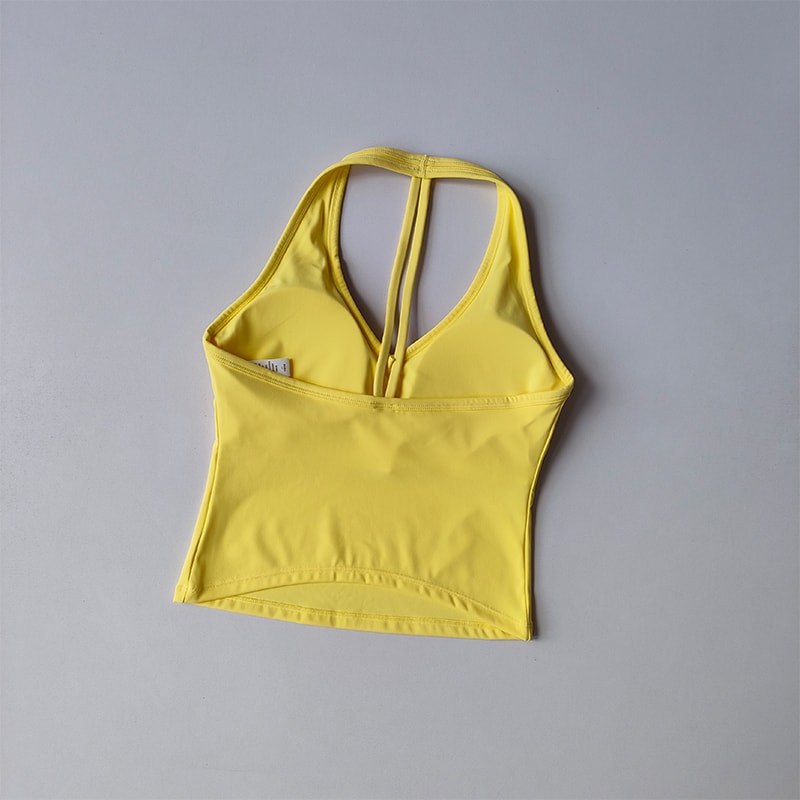 Womens Halter V Neck Sport Bra – Beautiful Back Yoga & Running Fitness Top