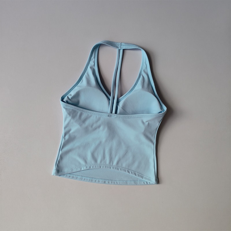 Womens Halter V Neck Sport Bra – Beautiful Back Yoga & Running Fitness Top