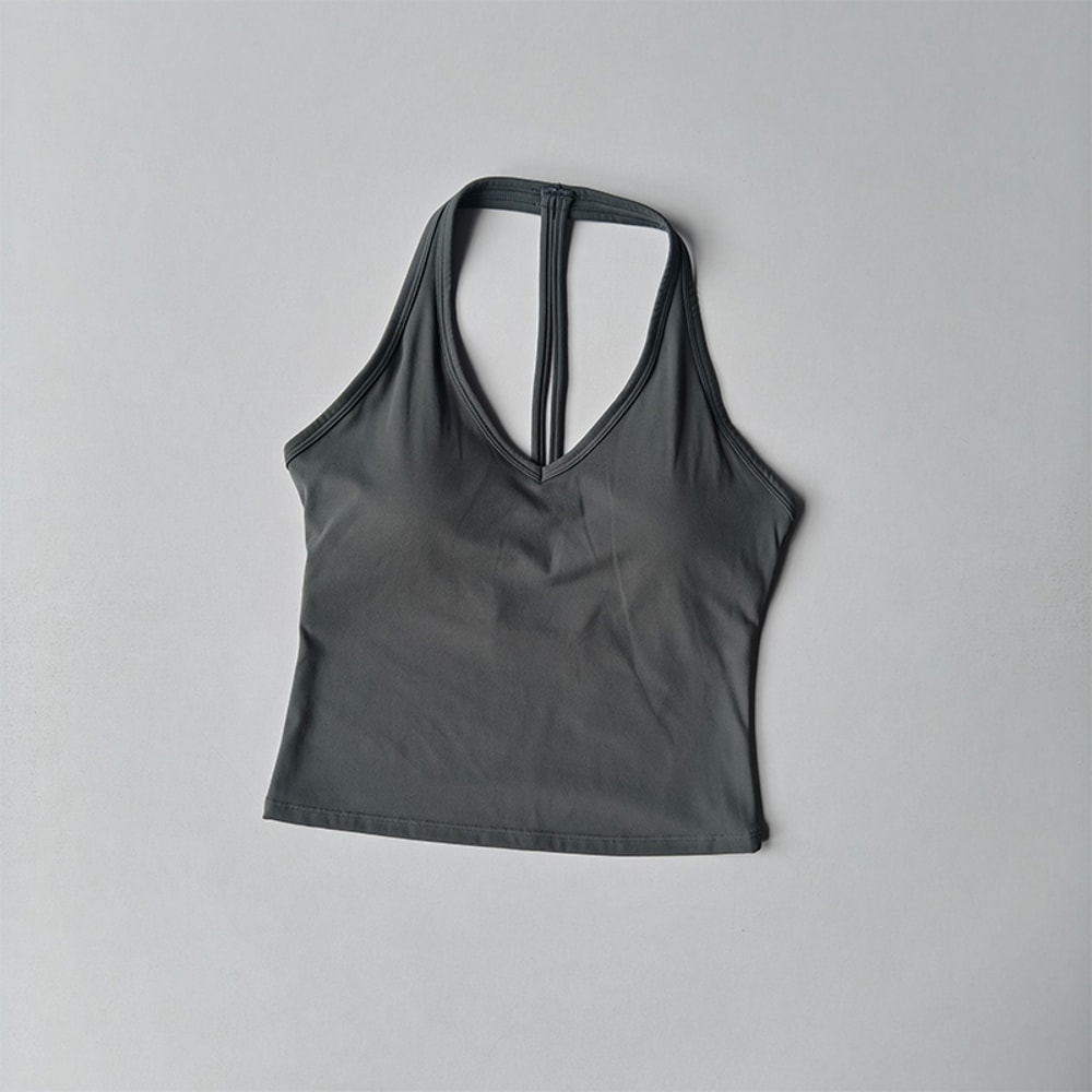 Womens Halter V Neck Sport Bra – Beautiful Back Yoga & Running Fitness Top