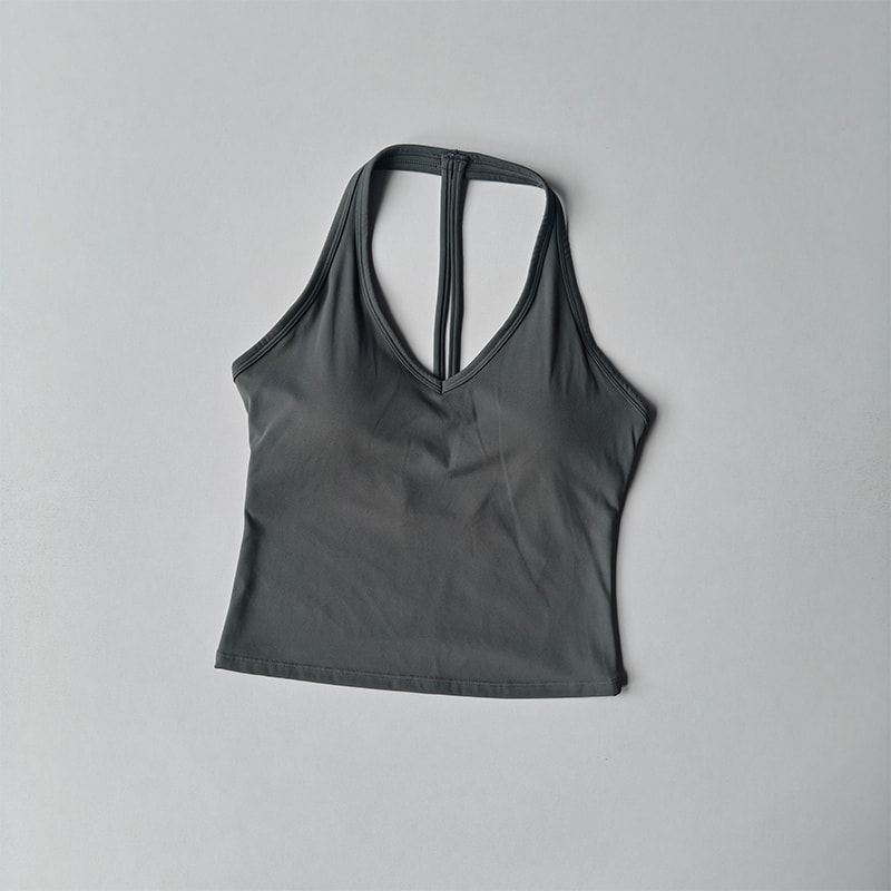 Womens Halter V Neck Sport Bra – Beautiful Back Yoga & Running Fitness Top