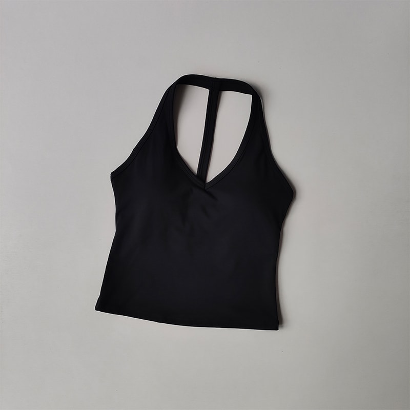 Womens Halter V Neck Sport Bra – Beautiful Back Yoga & Running Fitness Top