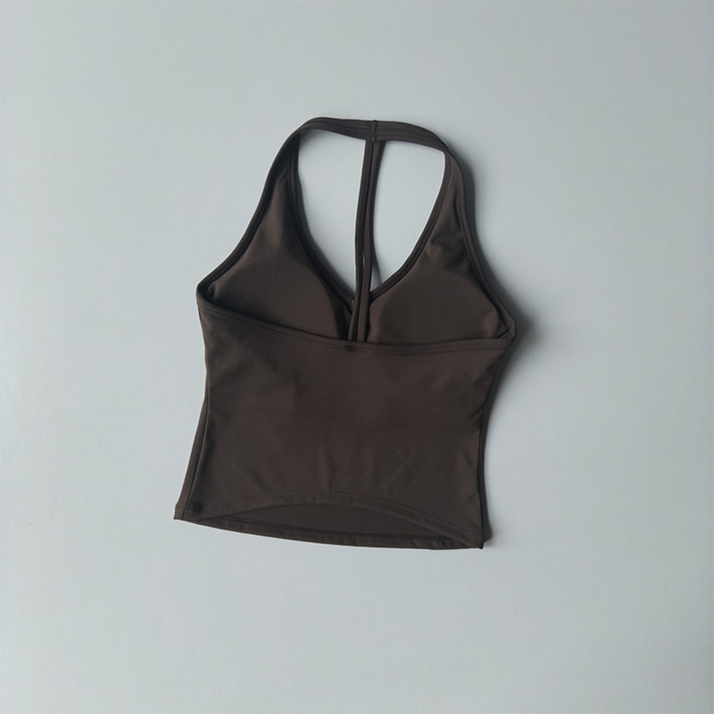 Womens Halter V Neck Sport Bra – Beautiful Back Yoga & Running Fitness Top
