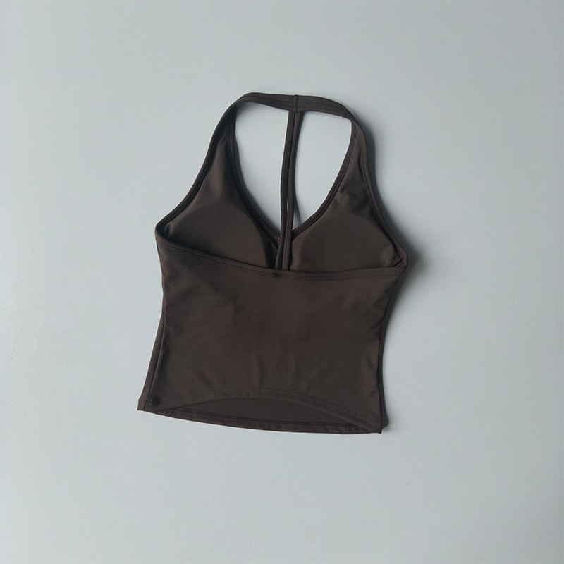Womens Halter V Neck Sport Bra – Beautiful Back Yoga & Running Fitness Top