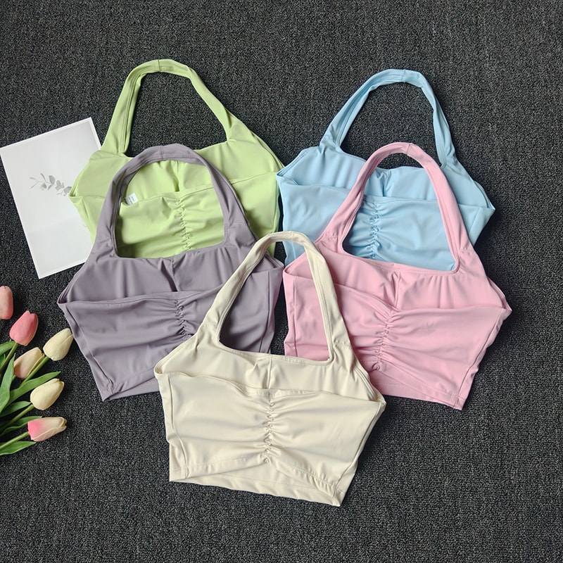 Premium Womens Sports Vest Halter Yoga Bra with Shockproof Chest Support