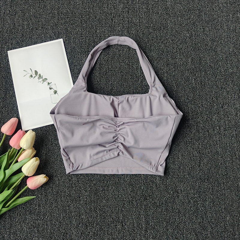 Premium Womens Sports Vest Halter Yoga Bra with Shockproof Chest Support