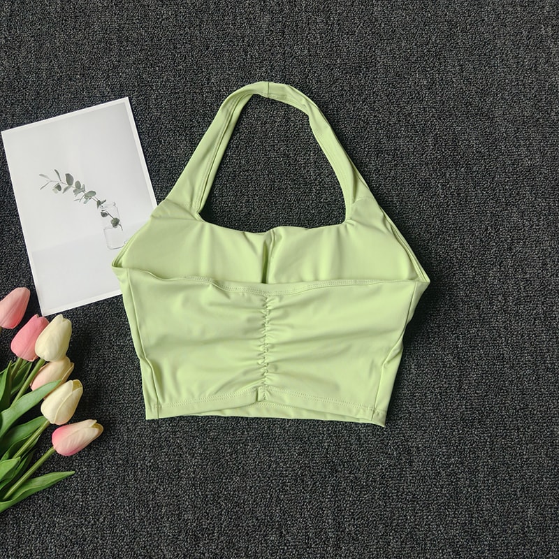 Premium Womens Sports Vest Halter Yoga Bra with Shockproof Chest Support
