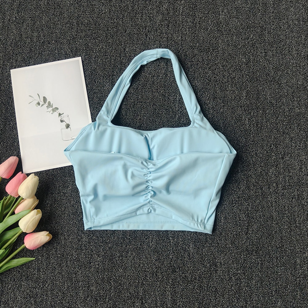 Premium Womens Sports Vest Halter Yoga Bra with Shockproof Chest Support