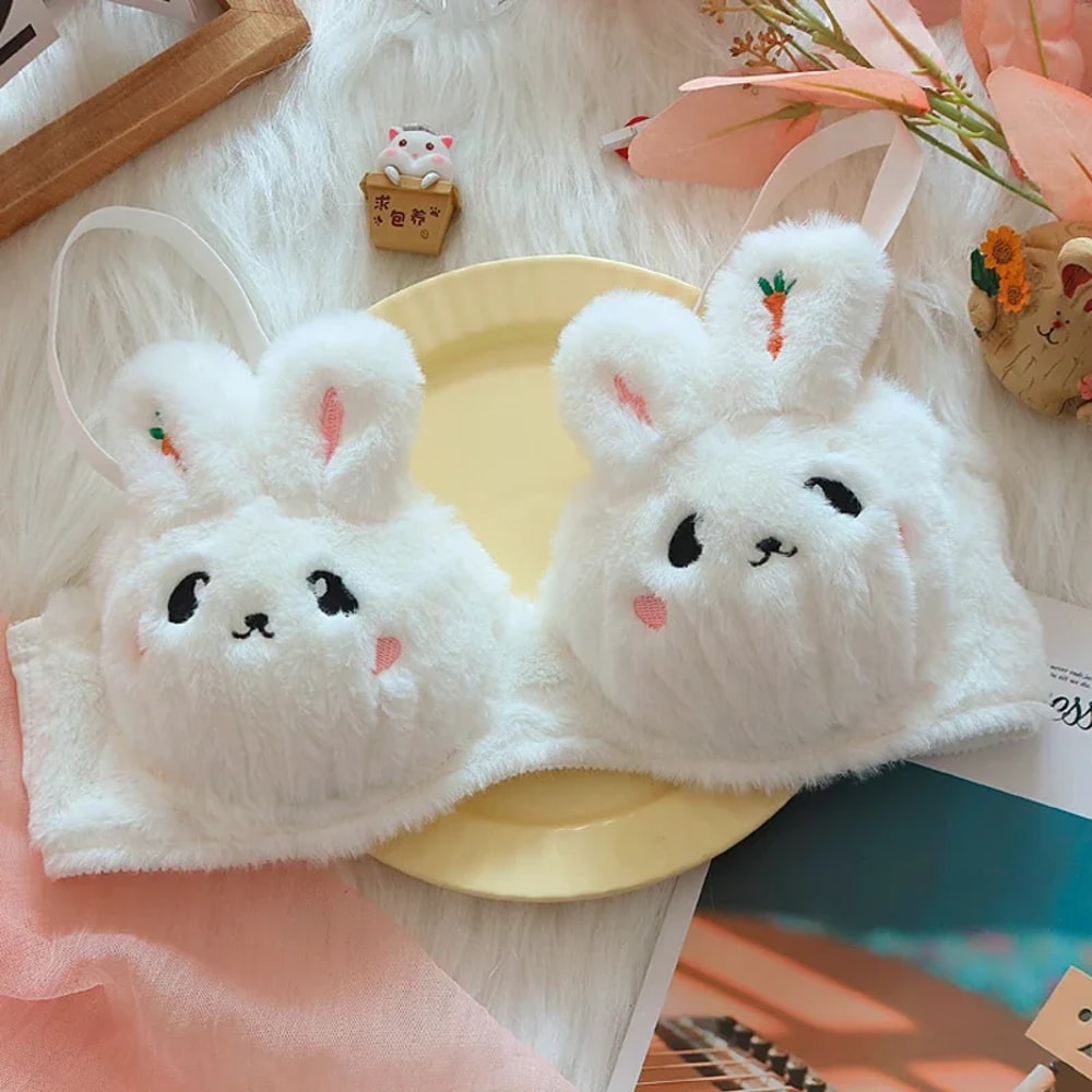 Cozy Kawaii Plush Winter Bra Japanese Style Wireless Comfort Bra 5