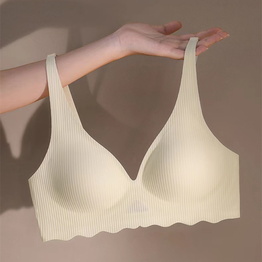 Seamless Bra For Women Lightweight Small Bust Support Bra With Striped Hollow Design 2