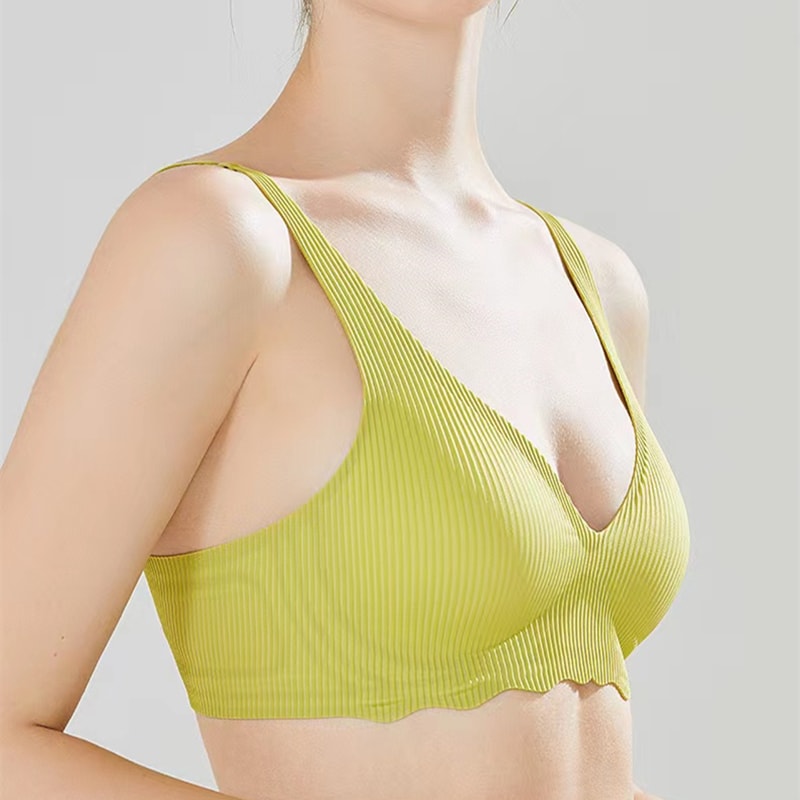 Seamless Bra For Women Lightweight Small Bust Support Bra With Striped Hollow Design 3