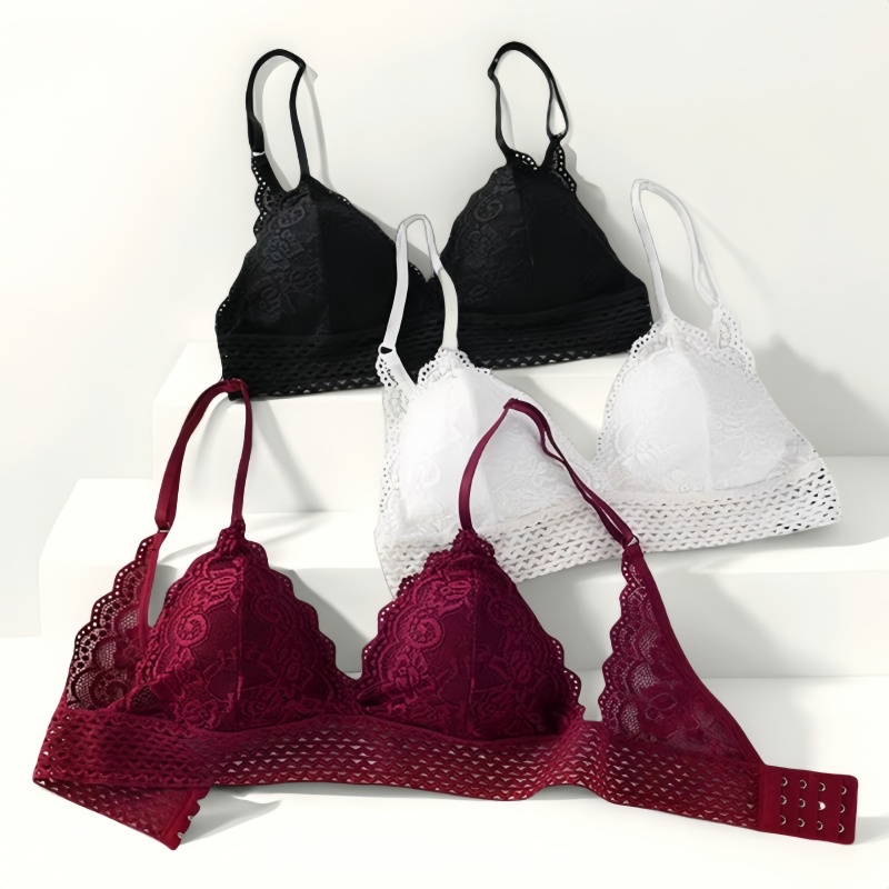 Floral Wireless Lace Bralette – Soft Push Up Bra for Women Comfort & Style