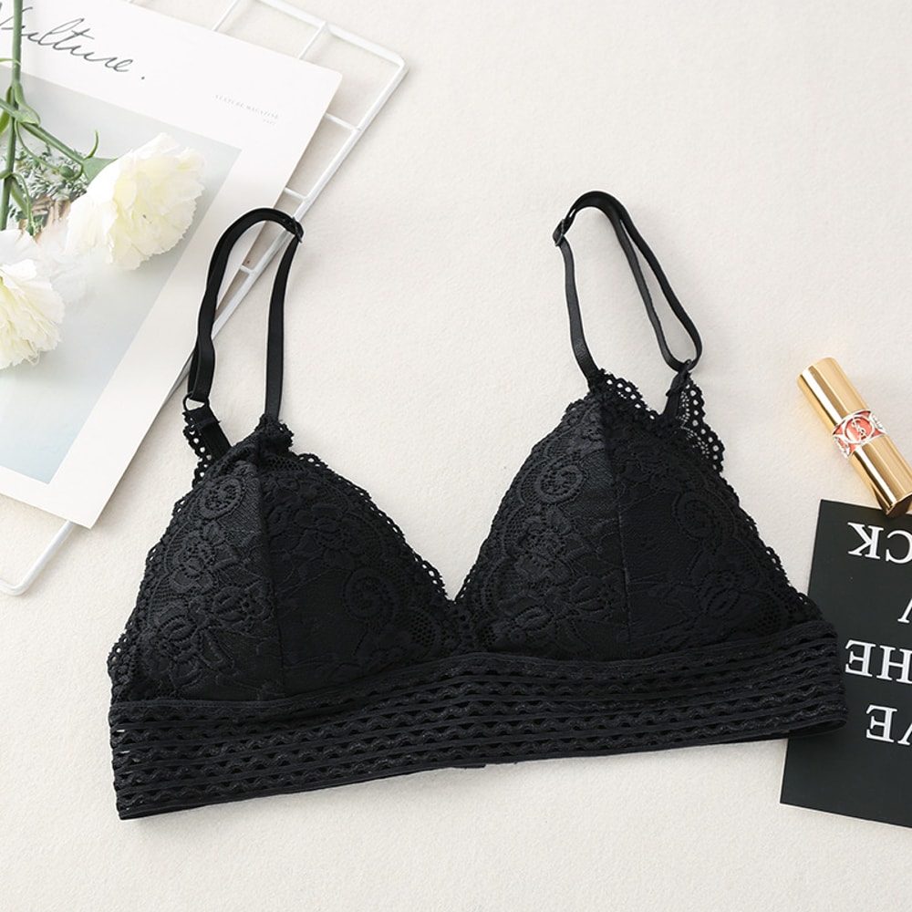 Floral Wireless Lace Bralette – Soft Push Up Bra for Women Comfort & Style