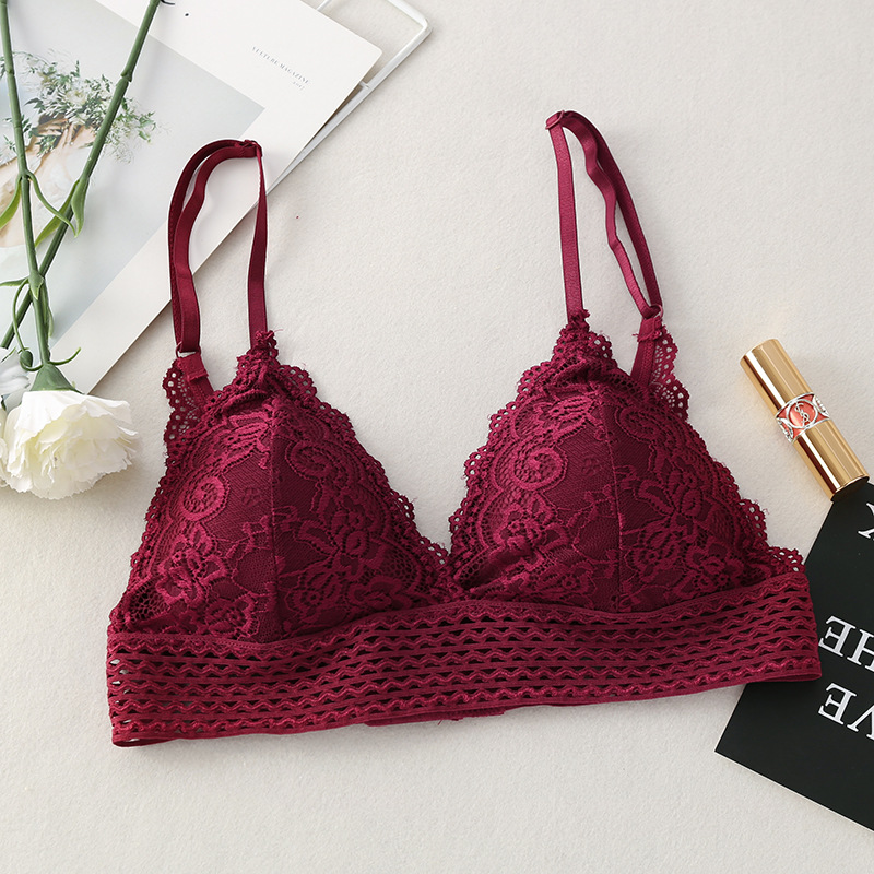 Floral Wireless Lace Bralette – Soft Push Up Bra for Women Comfort & Style