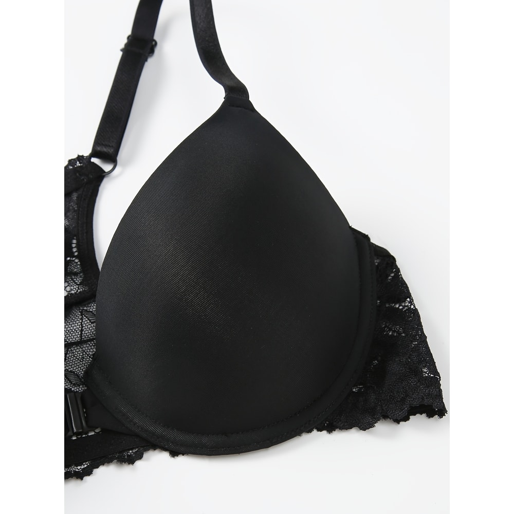 ComfortFit Deep V Push Up Lace Front Closure Bra For Women 2