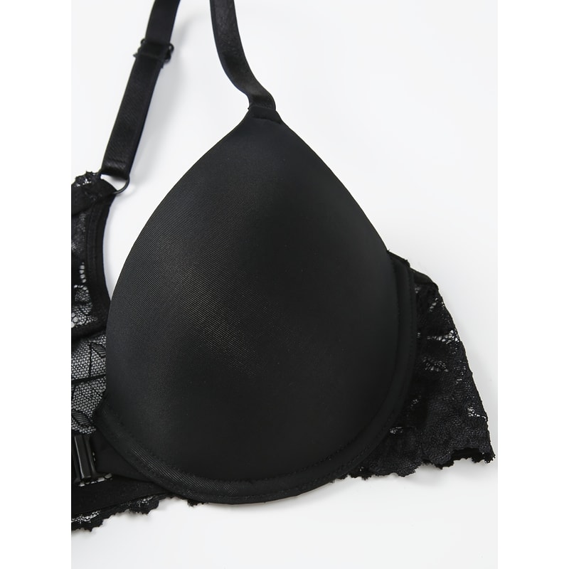 ComfortFit Deep V Push Up Lace Front Closure Bra For Women 2