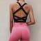 Womens Cross Strap Yoga Sports Bra Push Up Crop Top 0