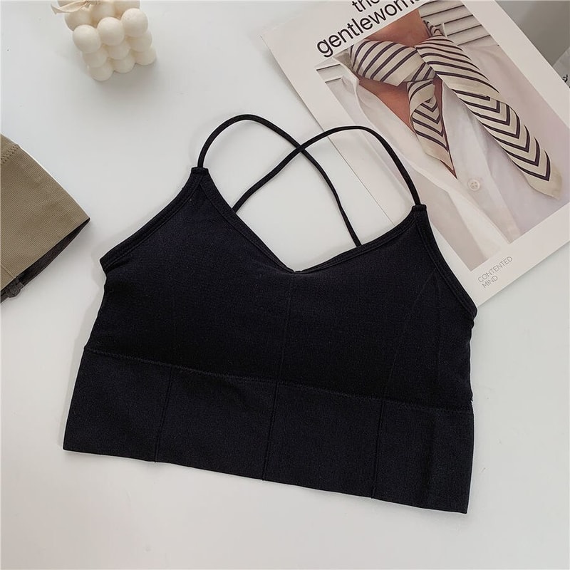 Womens Cross Strap Yoga Sports Bra Medium Support Activewear 5