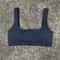 Solid Color Square Neck Sports Bra with Hollow Design & Push-Up Padding