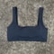 Solid Color Square Neck Sports Bra with Hollow Design & Push-Up Padding