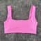 Solid Color Square Neck Sports Bra with Hollow Design & Push-Up Padding