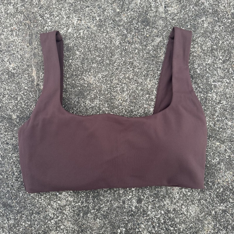 Solid Color Square Neck Sports Bra with Hollow Design & Push-Up Padding