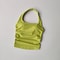 Seamless Ribbed Halter Top with Built In Bra Sports Crop Tank