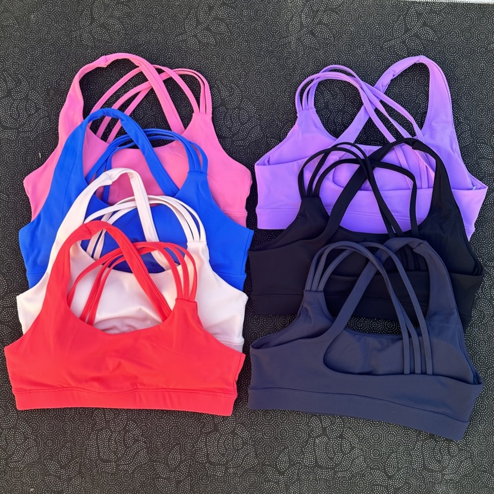 High Support Womens Sports Bra with Cross Straps and Padded Comfort