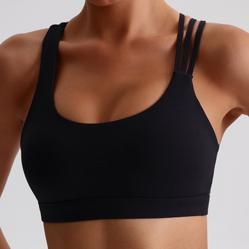 High Support Womens Sports Bra with Cross Straps and Padded Comfort