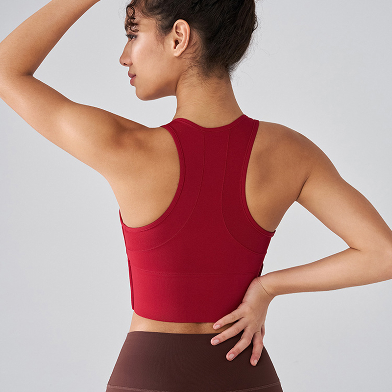 Zip Front Push Up Sports Bra with Built In Padding Shockproof Support for Yoga & Running