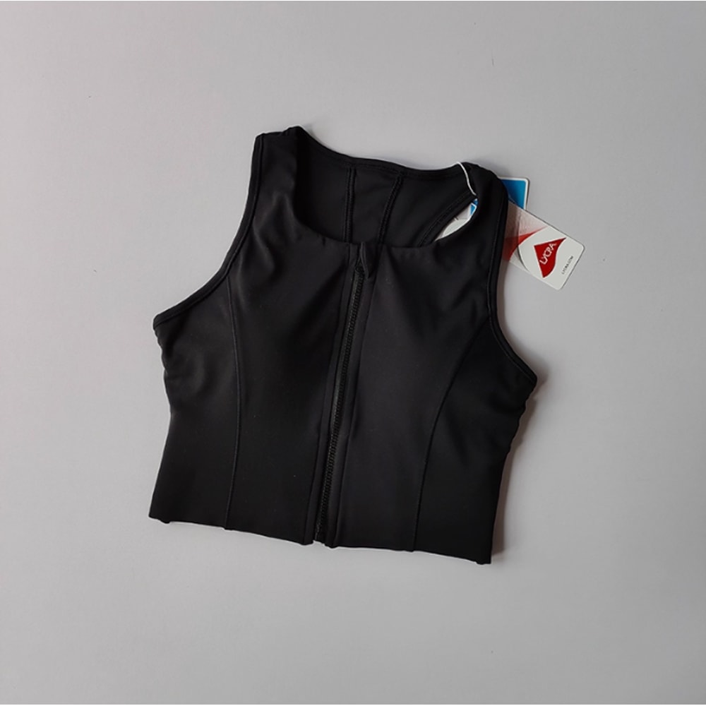 Zip Front Push Up Sports Bra with Built In Padding Shockproof Support for Yoga & Running