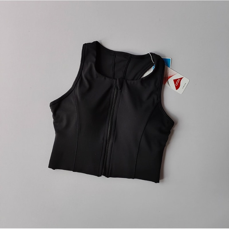 Zip Front Push Up Sports Bra with Built In Padding Shockproof Support for Yoga & Running