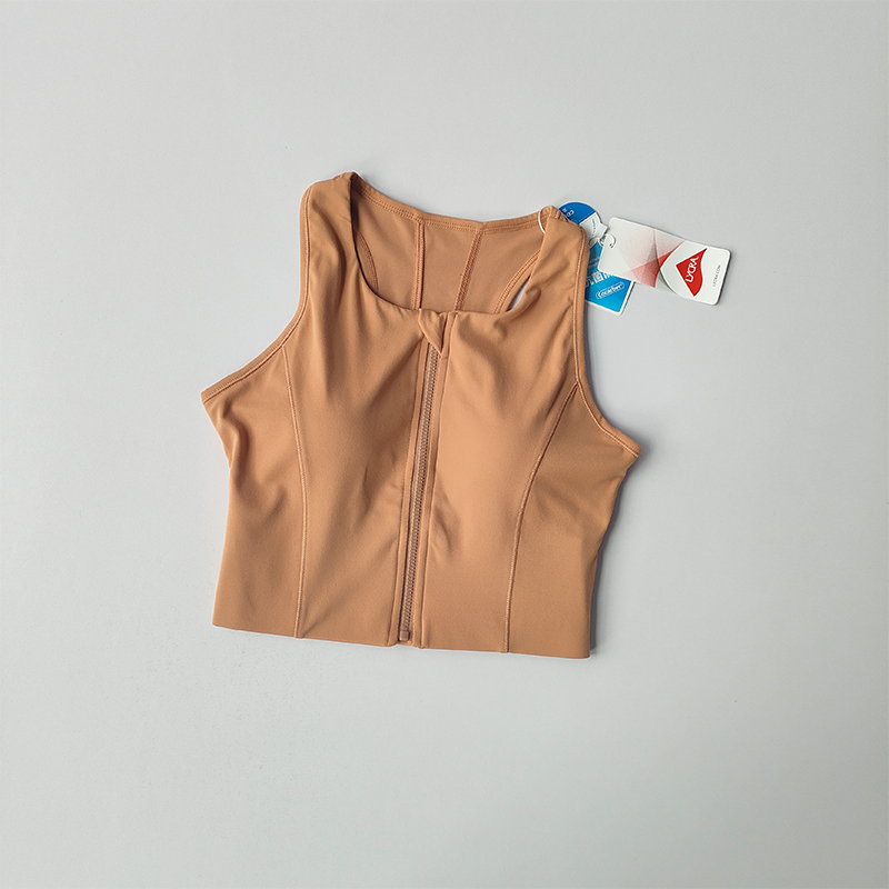 Zip Front Push Up Sports Bra with Built In Padding Shockproof Support for Yoga & Running