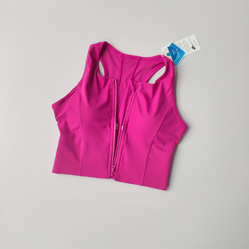 Zip Front Push Up Sports Bra with Built In Padding Shockproof Support for Yoga & Running