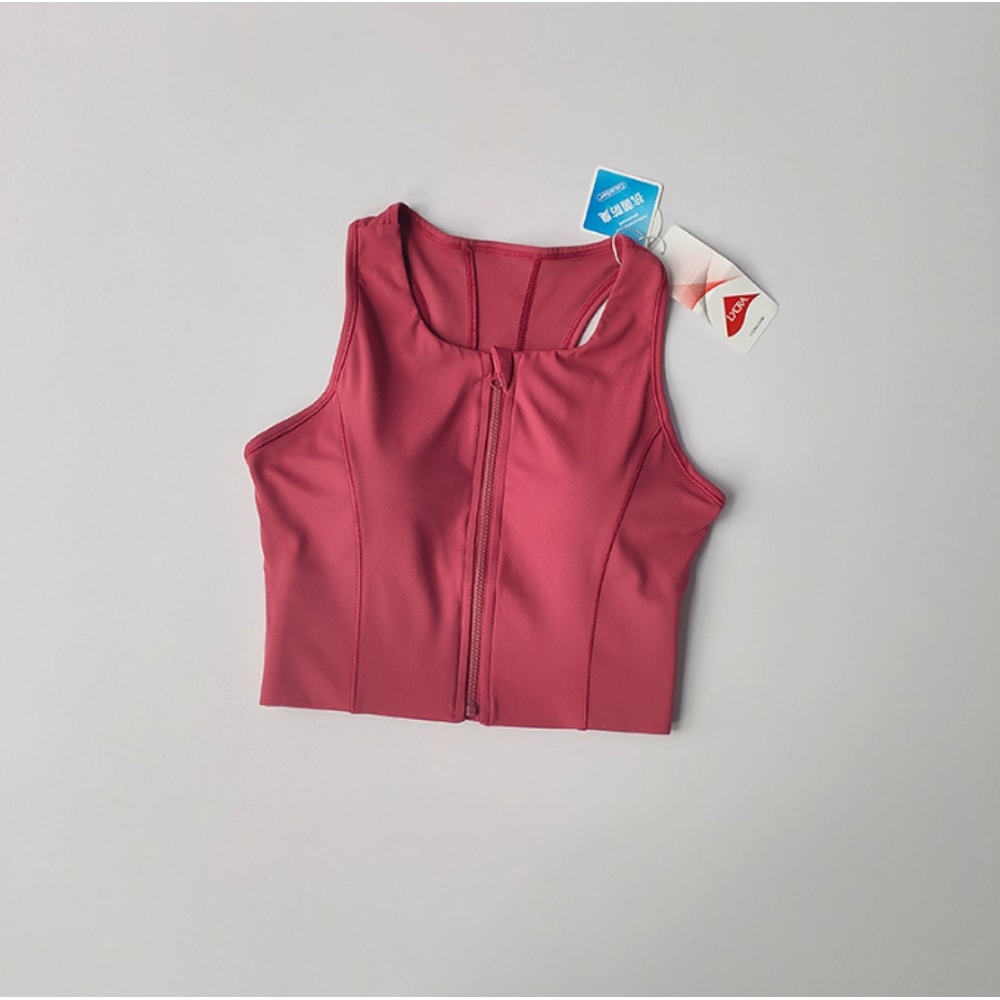 Zip Front Push Up Sports Bra with Built In Padding Shockproof Support for Yoga & Running