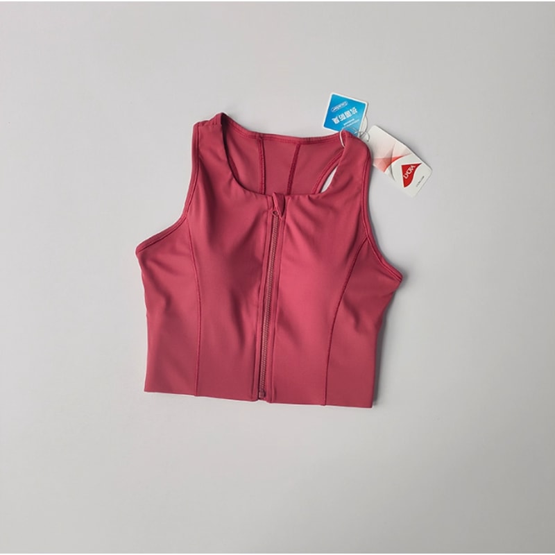 Zip Front Push Up Sports Bra with Built In Padding Shockproof Support for Yoga & Running