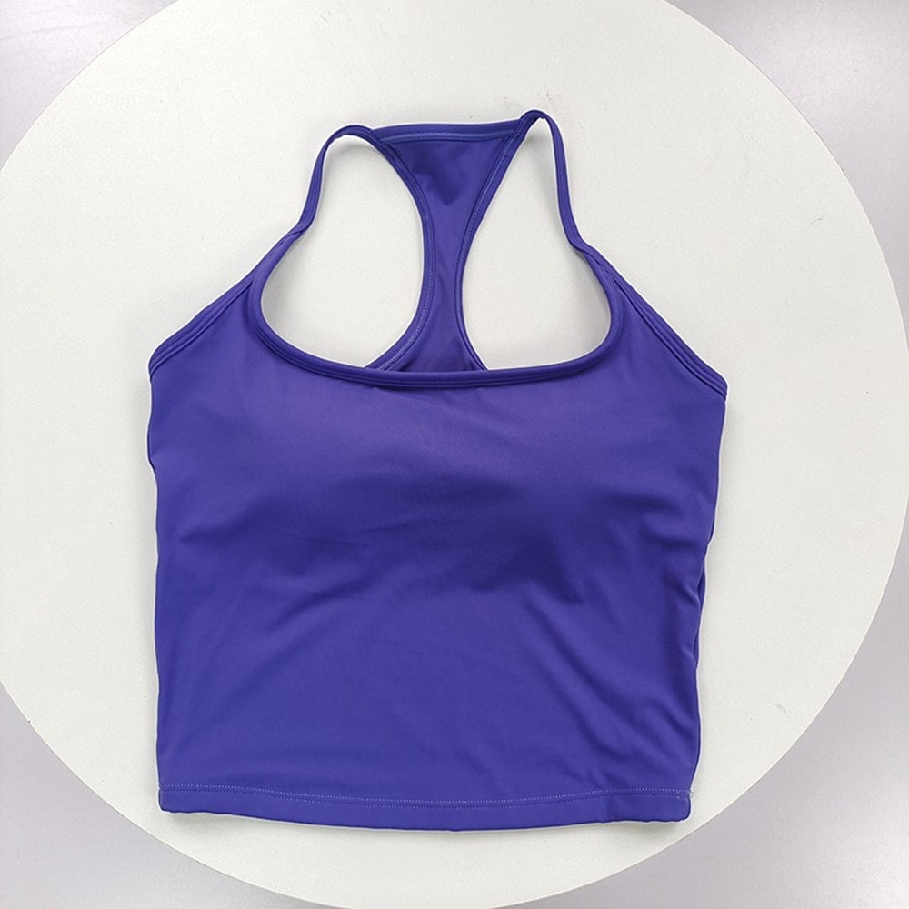Womens Color Block Backless Yoga Tank Top With Built In Support 7