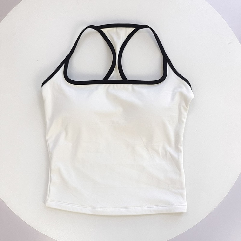 Womens Color Block Backless Yoga Tank Top With Built In Support 8