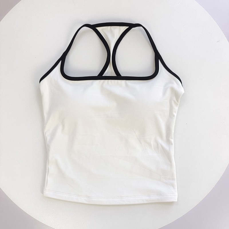 Womens Color Block Backless Yoga Tank Top With Built In Support 8