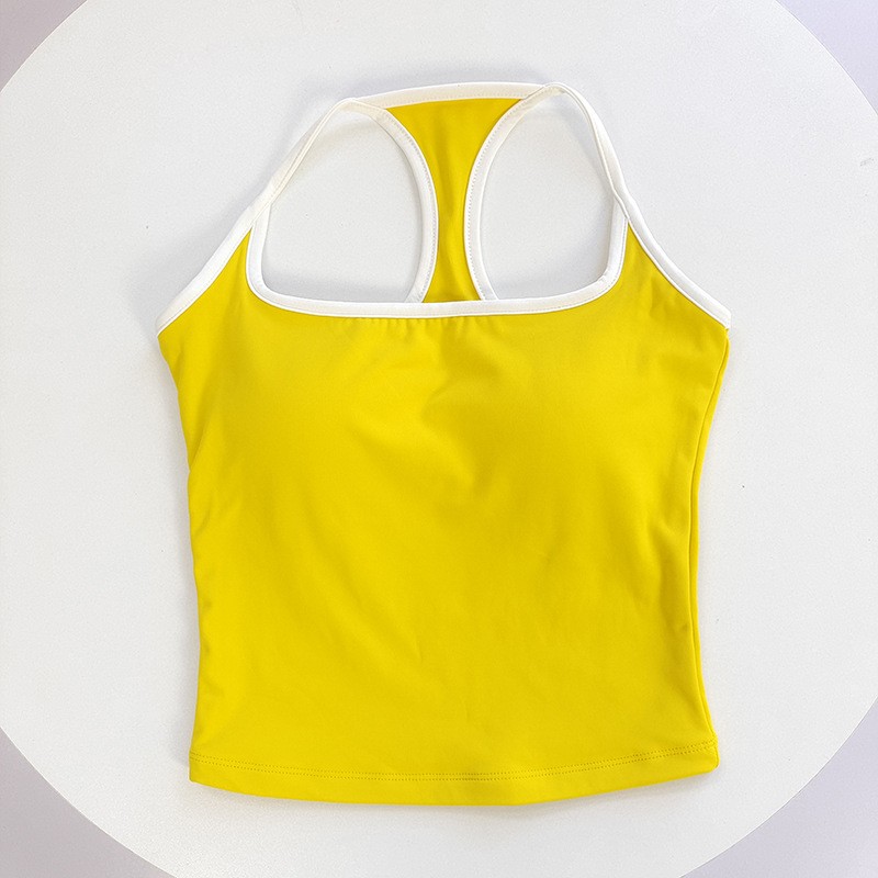 Womens Color Block Backless Yoga Tank Top With Built In Support 9
