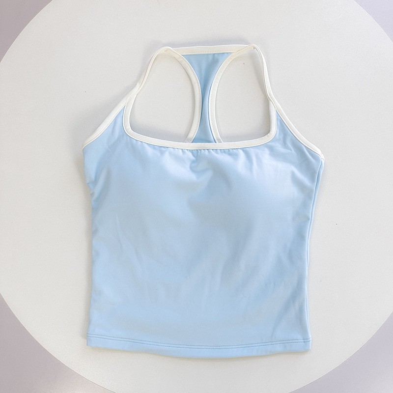 Womens Color Block Backless Yoga Tank Top With Built In Support 10